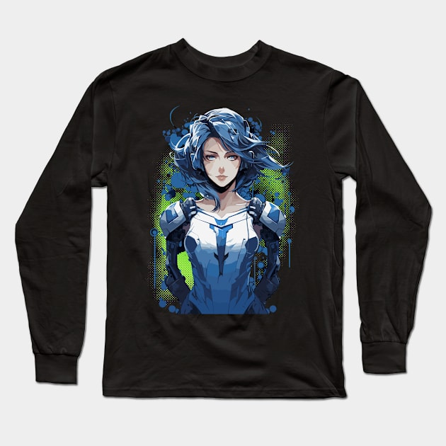 Sci Fi Android Anime Girl Long Sleeve T-Shirt by Atomic Blizzard